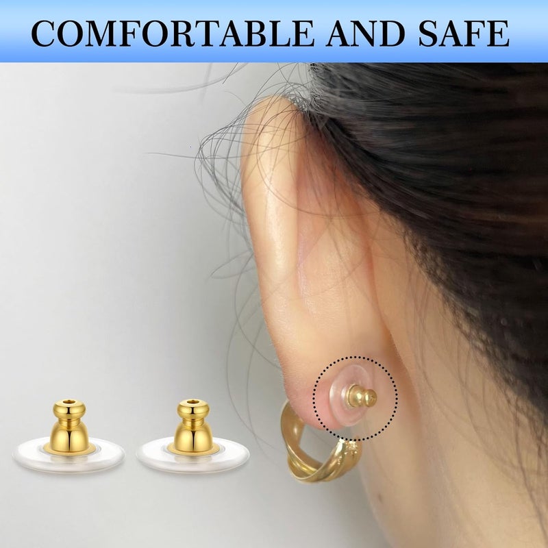 Moconar 12mm Earring Backs Replacement, Transparency Bullet Shape Locking Earring Backs for Heavy/Droopy Ears, Earrings Lifters Backers for Studs, Multicolor - Image 5